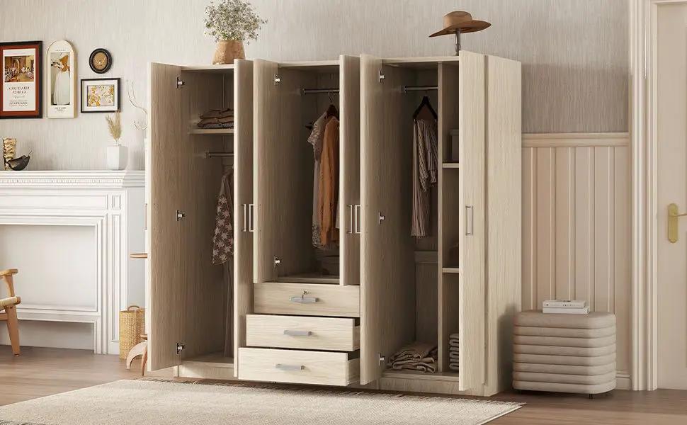 6 Doors Wardrobe Storage For Bedroom, With Big Drawers by HouseOfZazla