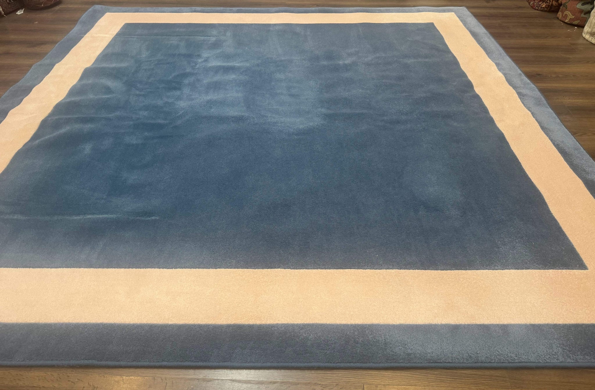 Blue and Cream Square Rug 10x10 ft, Large Square Carpet by Jewel Rugs