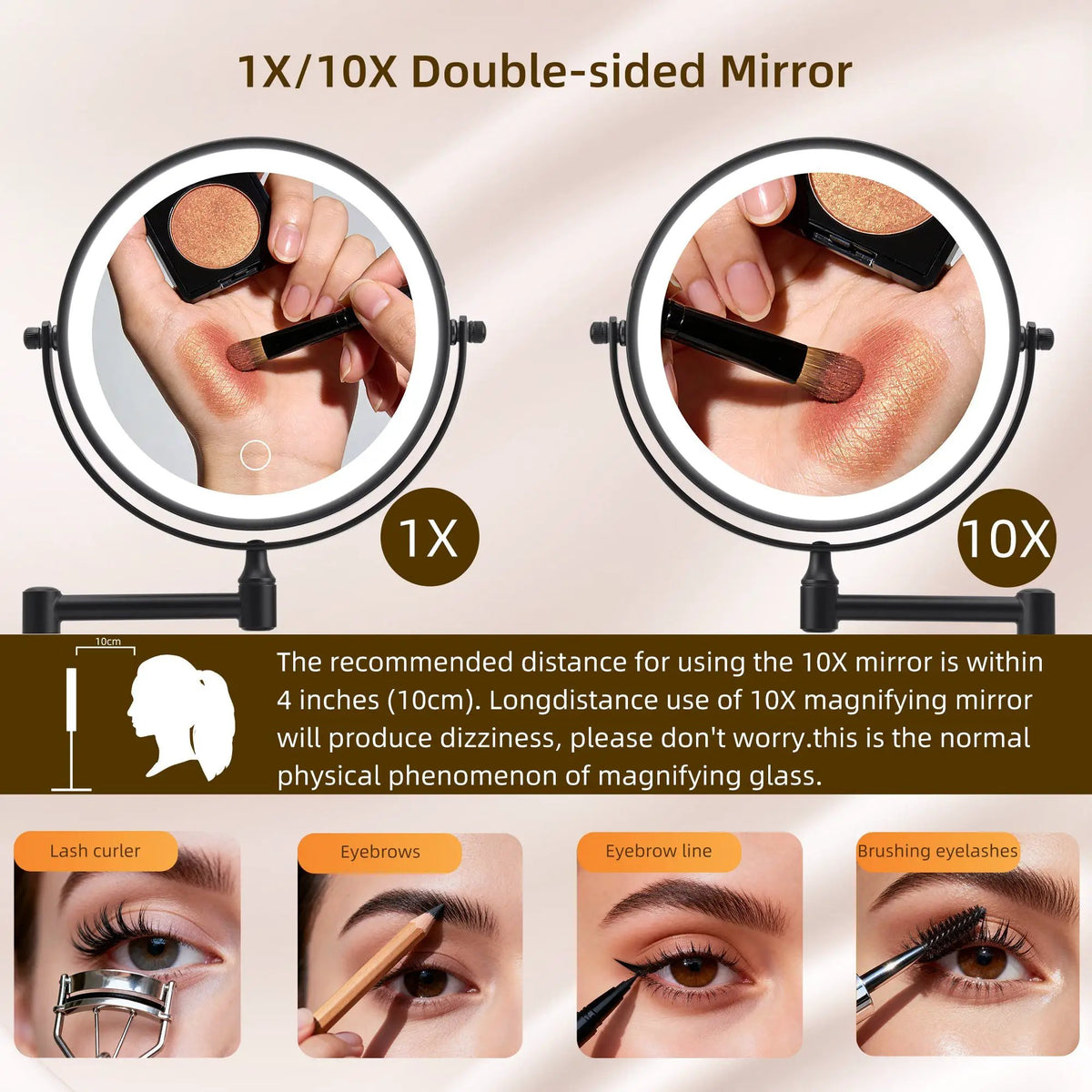 Rechargeable Wall Mounted Makeup Mirror 8'' Magnifying Mirror, photo 6 of 9
