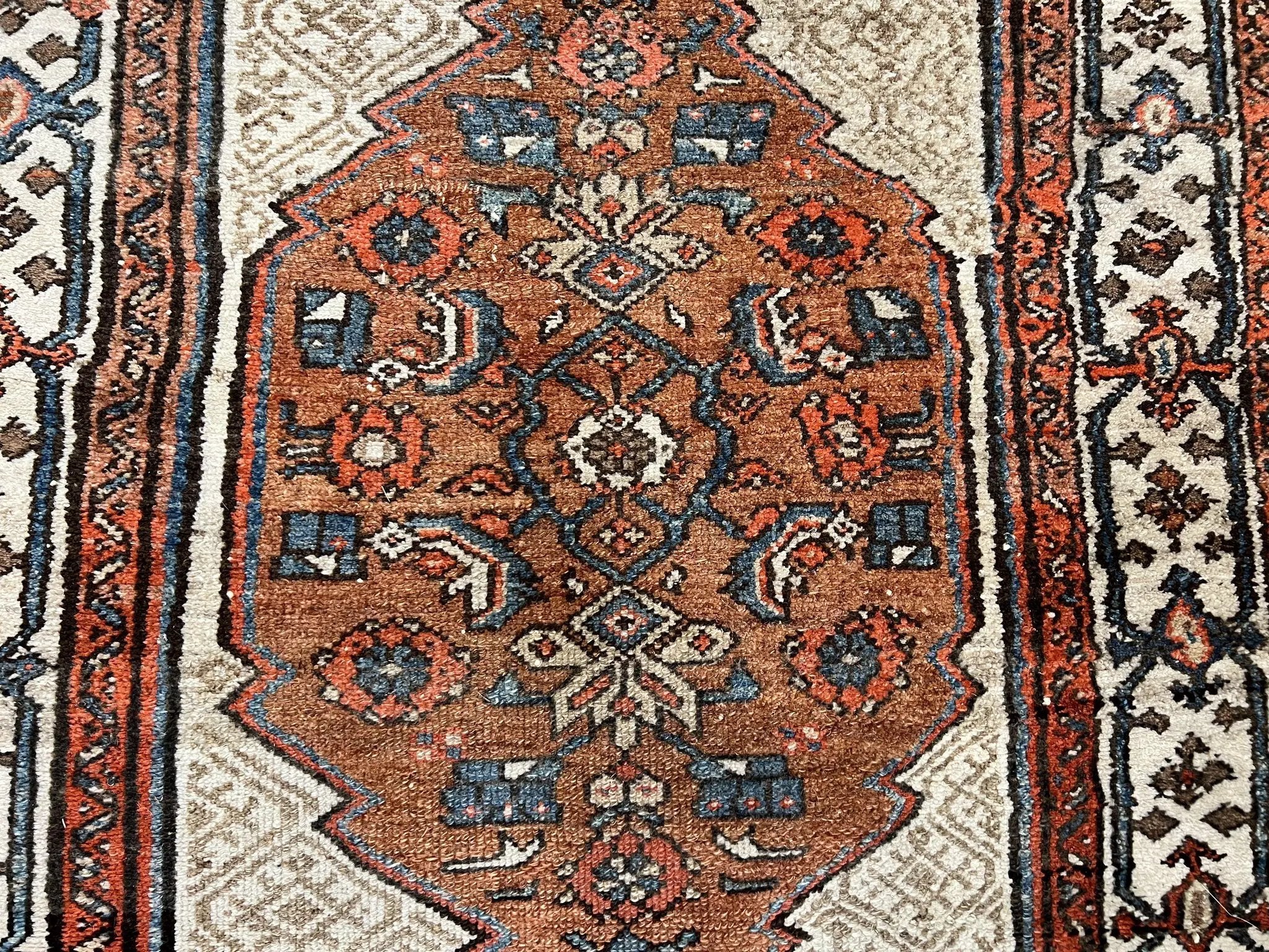 Rare Persian Tribal Runner Rug 3.5 x 10, Sarab Serab Kalegy Carpet, Antique 1920s Collectible Geometric Medallion Oriental Wool Runner, Hand Knotted, Camel Hair Color by Jewel Rugs