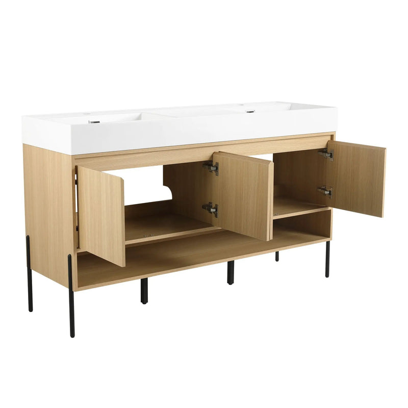 Modern Bathroom Vanity Combo With Single Resin Sink And Storage Cabinet