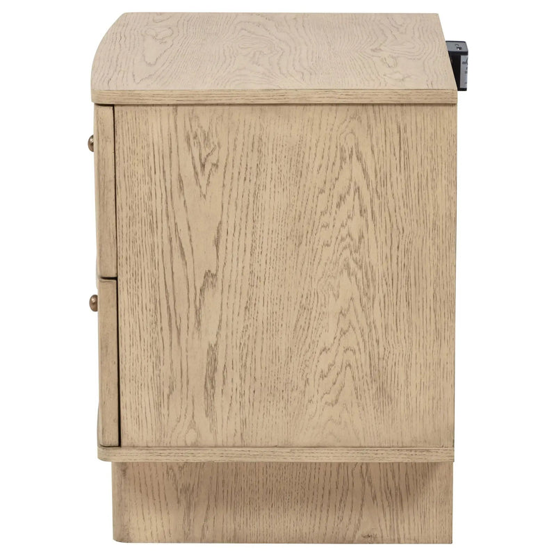 Kailani 2-drawer Nightstand Bedside Table Beige Oak by Unique Piece Furniture