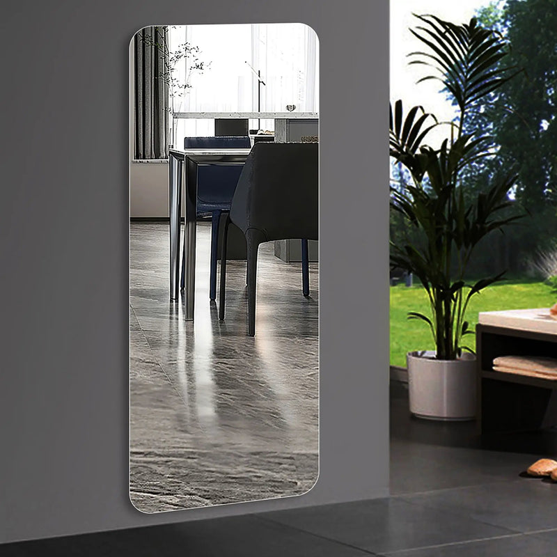 Full Body Round Corner Mirror For Living Room Bedroom Cloakroom High Quality 5Mm Explosion Proof Glass - Silver / Clear by HouseOfZazla