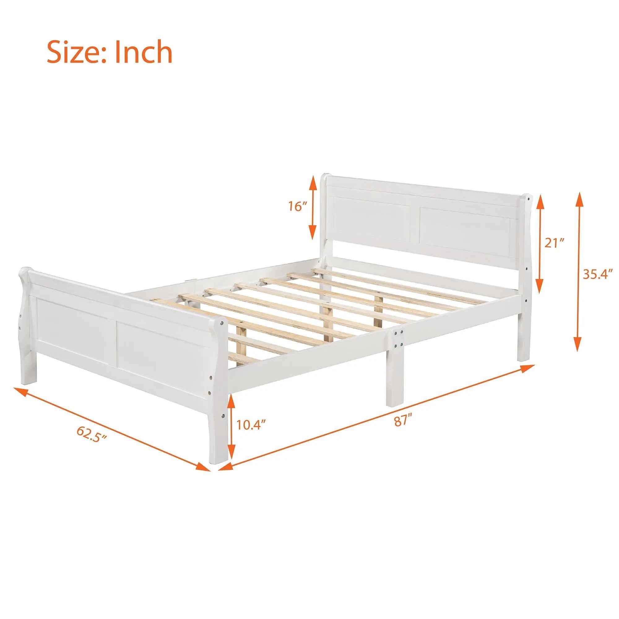 Platform Bed Frame Mattress Foundation Sleigh Bed With Headboard / Footboard / Wood Slat Suppor by HouseOfZazla