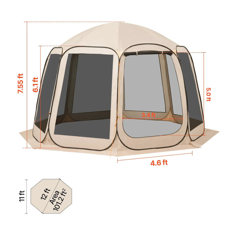 Screen House Tent, 12 x 11 ft, 10-12 Person Portable Canopy by HouseOfZazla