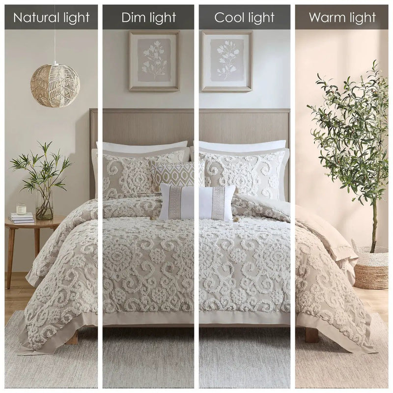 Cotton Comforter Mini Set Taupe King by HouseOfZazla