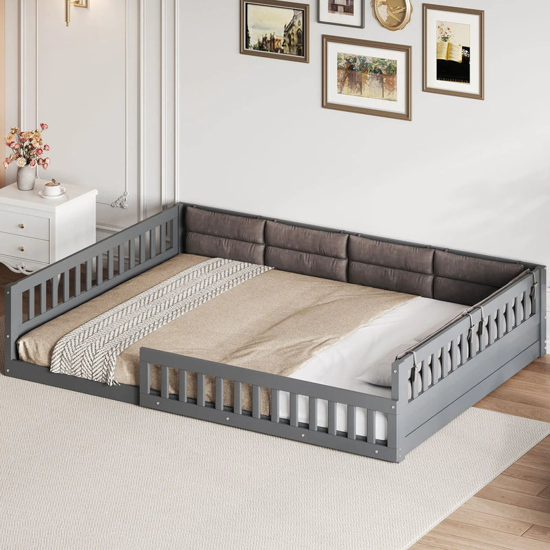 Upholstered Platform Bed With Guardrail And Pillow by Unique Piece Furniture