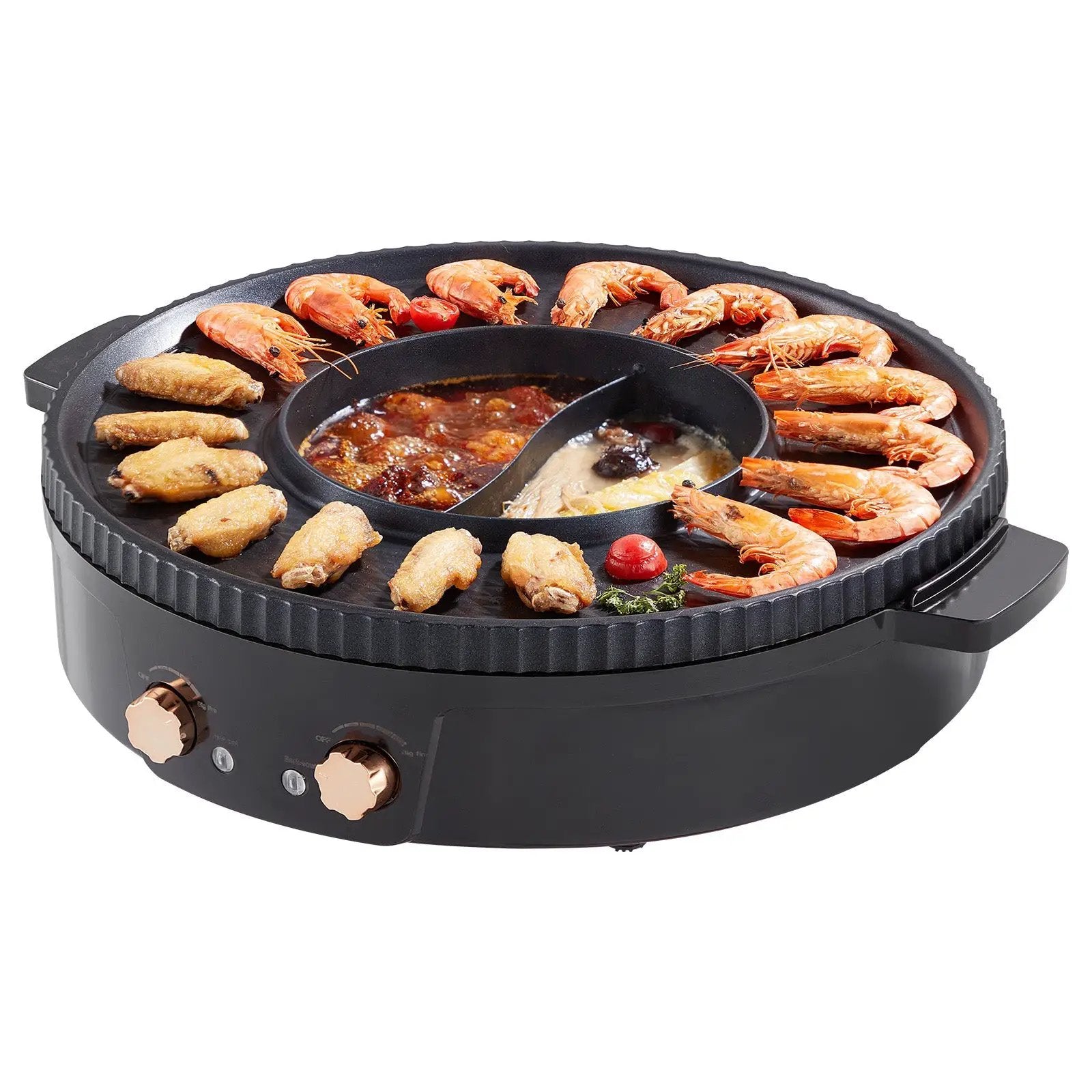 Hot Pot with Grill 1800W 2-in-1 Electric Smokeless Grill Hot Pot for 2-8 People by HouseOfZazla