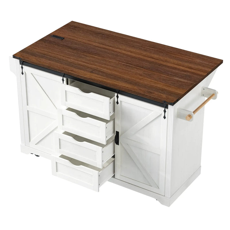 K&K 72" Farmhouse Kitchen Island with Fridge Storage Space by HouseOfZazla