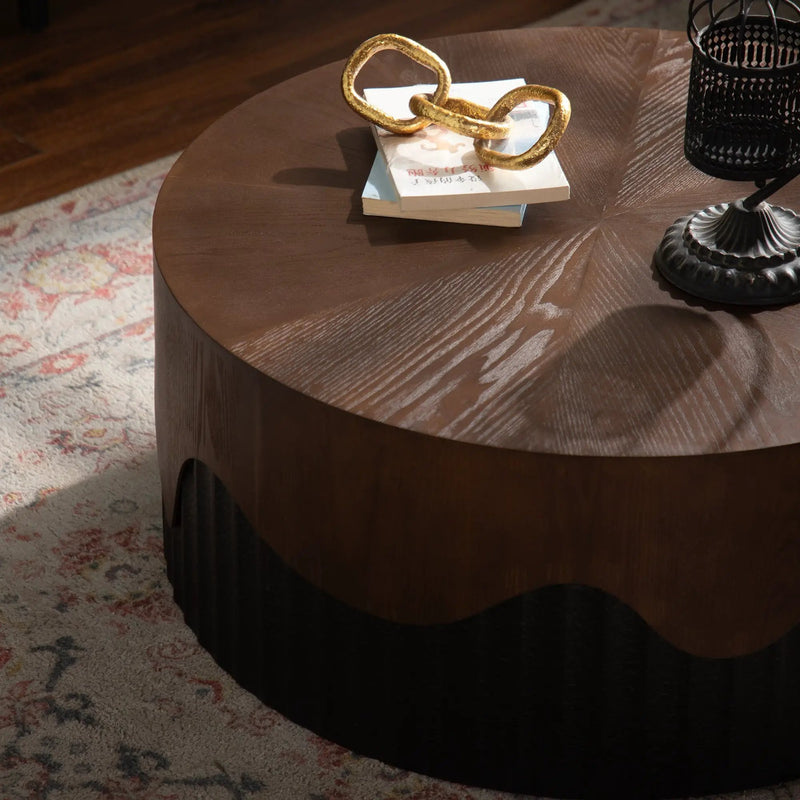 30.31" Round Coffee Table - Handcrafted Wooden Tea Table by HouseOfZazla