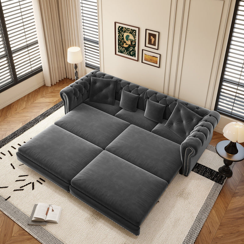 3 In 1 Convertible Sleeper Sofa Bed With Movable Ottoman by HouseOfZazla