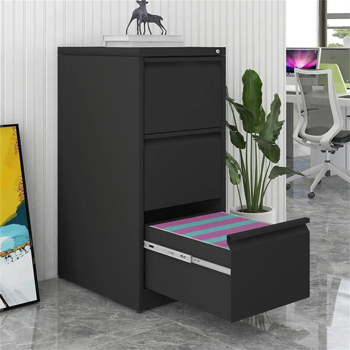 Durable Metal 3 Drawer File Cabinet With Lock For Office Storage by HouseOfZazla