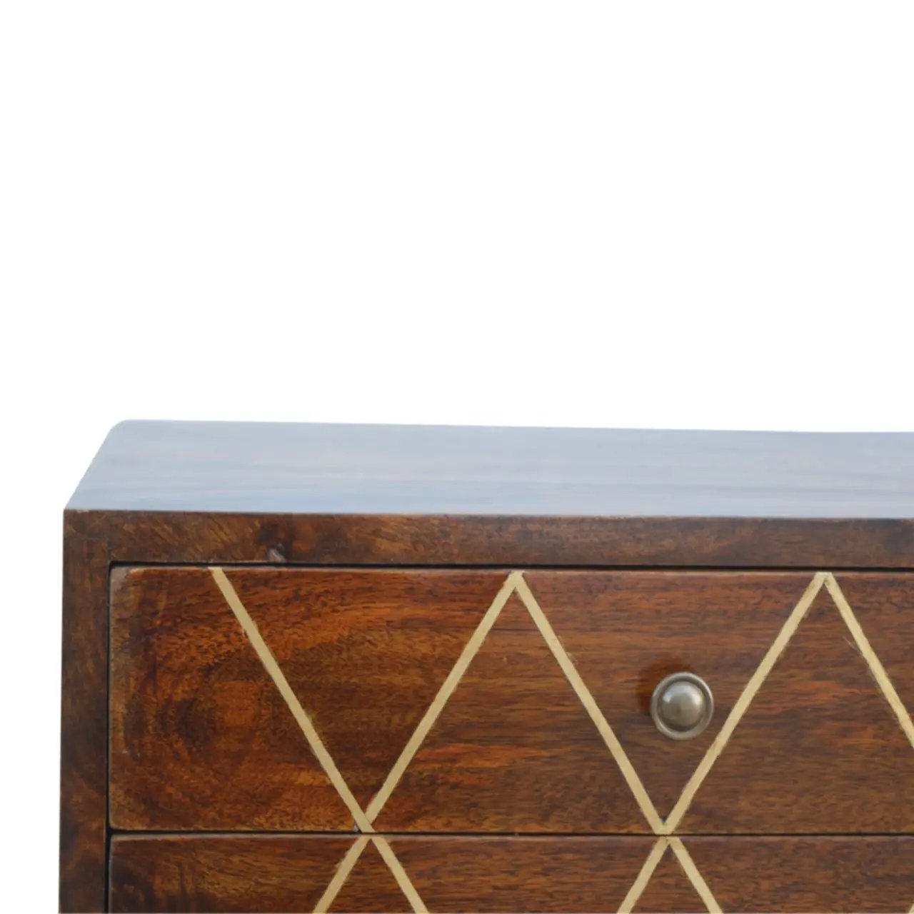 Inlay Geo Brass Bedside Table - Chestnut by Unique Piece Furniture