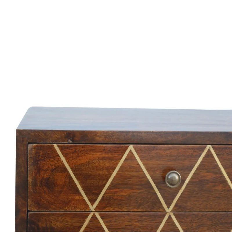 Inlay Geo Brass Bedside Table - Chestnut by HouseOfZazla
