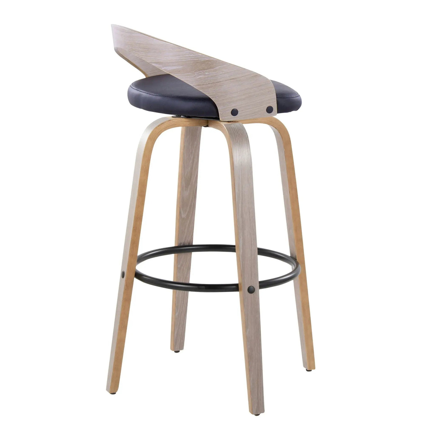 Grotto - Contemporary Fixed Height Barstool With Swivel With Round Footrest (Set of 2) by HouseOfZazla