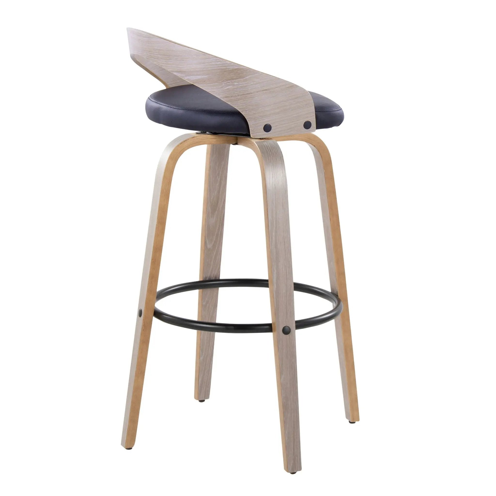 Grotto - Contemporary Fixed Height Barstool With Swivel With Round Footrest (Set of 2) by HouseOfZazla