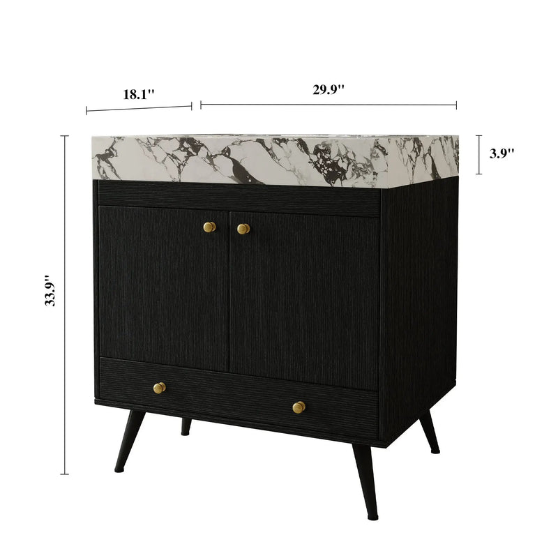 Contemporary Free-standing Bathroom Vanity with Faux Marble Top by HouseOfZazla