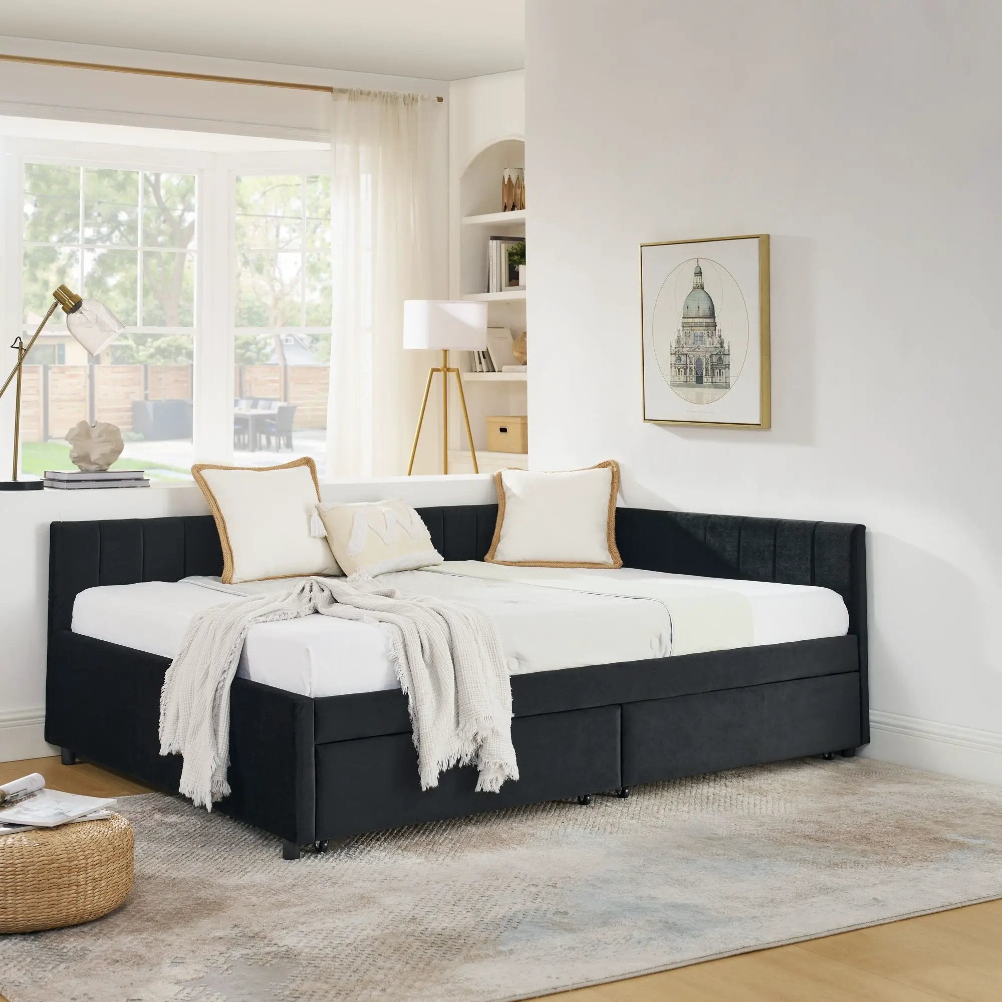 Upholstered Tufted Daybed Frame With Storage Drawers by Unique Piece Furniture