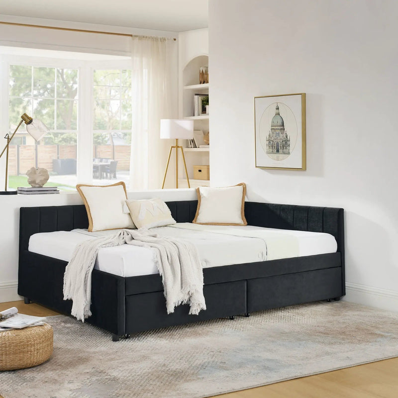 Upholstered Tufted Daybed Frame With Storage Drawers by Unique Piece Furniture