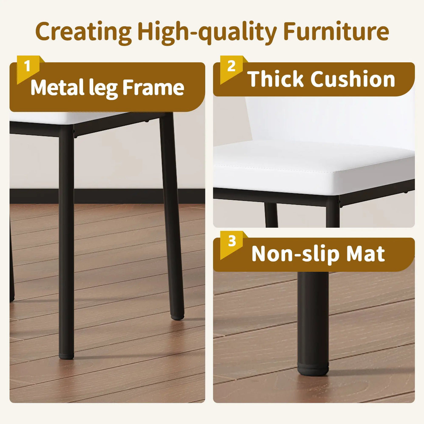 Ergonomic Simple Chair With Metal Leg by Unique Piece Furniture