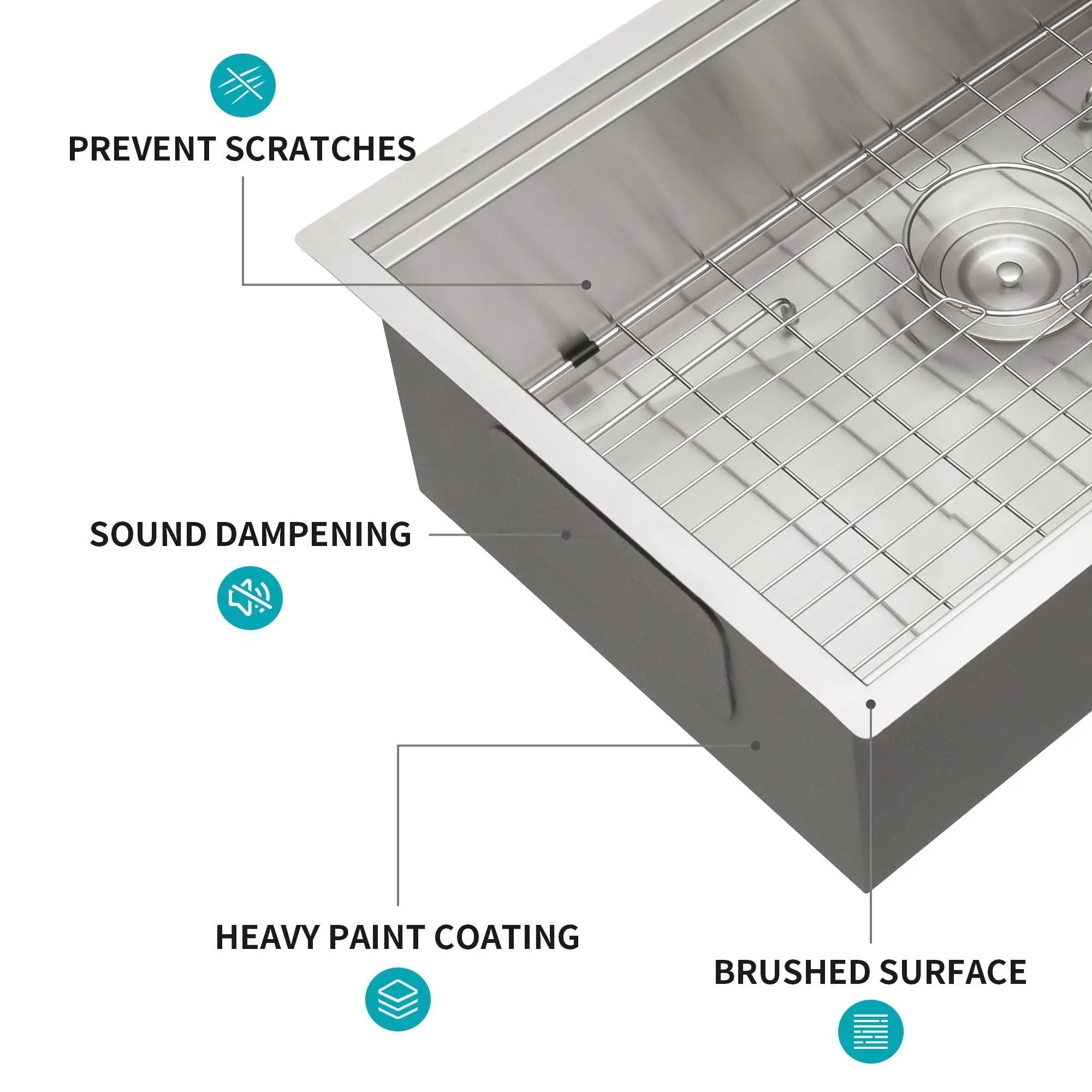 30" Undermount Kitchen Sink 16 Gauge Ledge Workstation - Brushed Nickel by HouseOfZazla