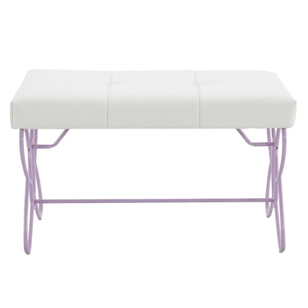 Priya II - Bench - White & Light Synthetic Leather Rple by Unique Piece Furniture