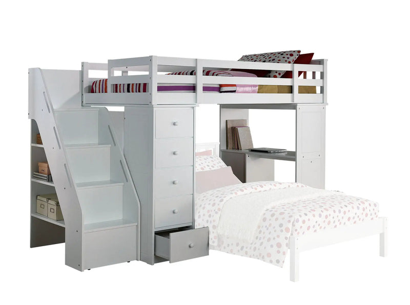 Freya Twin Loft Bed With Storage (Not Including The Bottom Twin Bed) - White by HouseOfZazla