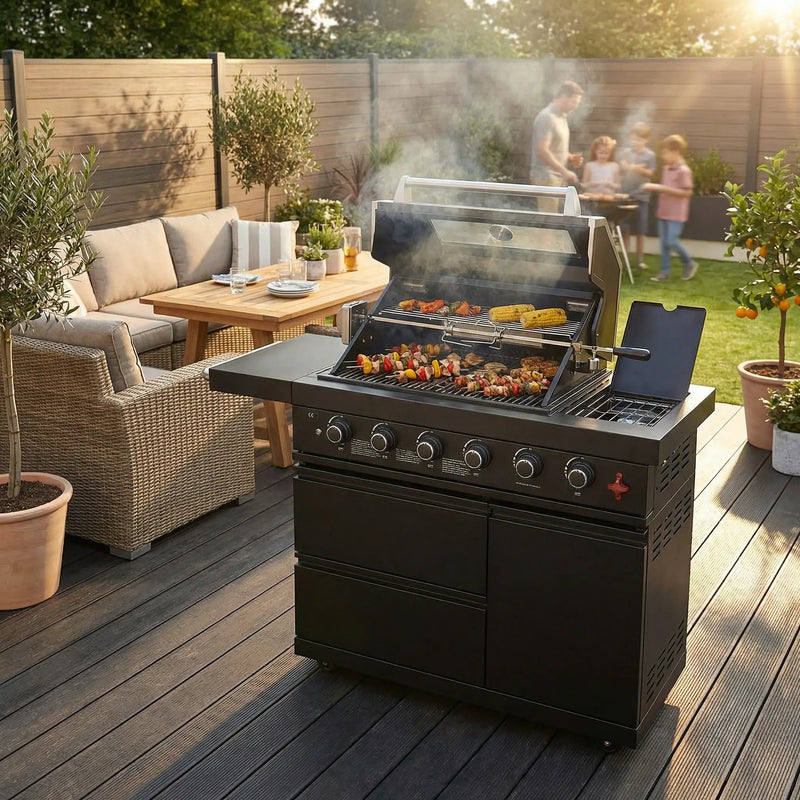 46-Inch 75300 BTU 6-Burners Deluxe Stainless Steel Gas Outdoor Kitchen Barbecue Grill by HouseOfZazla