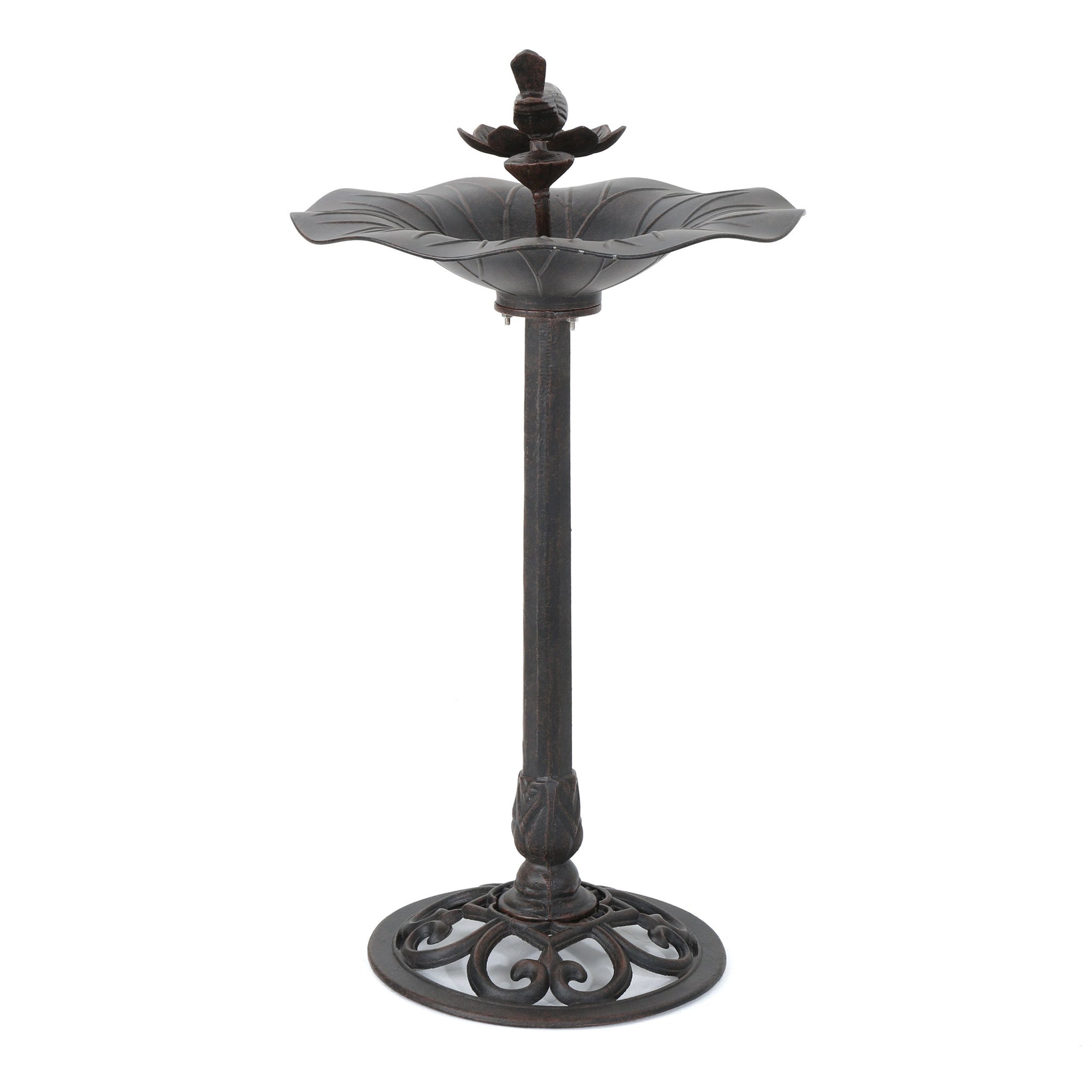 Lancaster Outdoor Aluminum and Iron Top Bird Bath with Iron Base, Bronze by HouseOfZazla