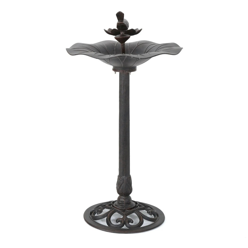 Lancaster Outdoor Aluminum and Iron Top Bird Bath with Iron Base, Bronze by HouseOfZazla