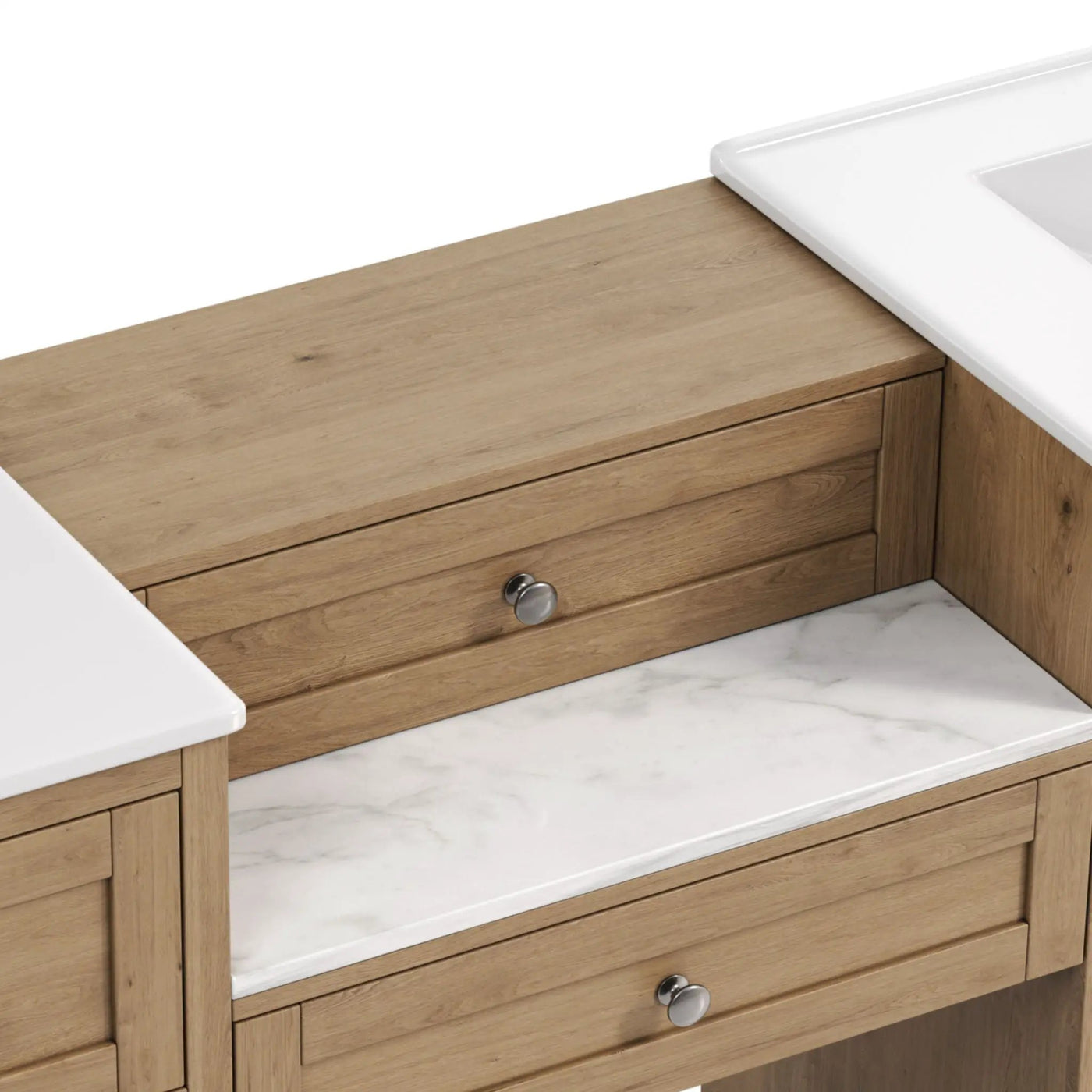 Double Sink Bathroom Vanity With Countertop, 2 Ceramic Sinks, 6 Drawers by HouseOfZazla