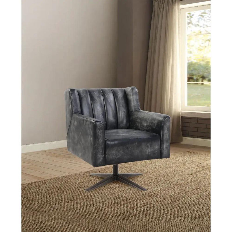 Brancaster - Office Chair - Vintage Black Top Grain Leather by Unique Piece Furniture