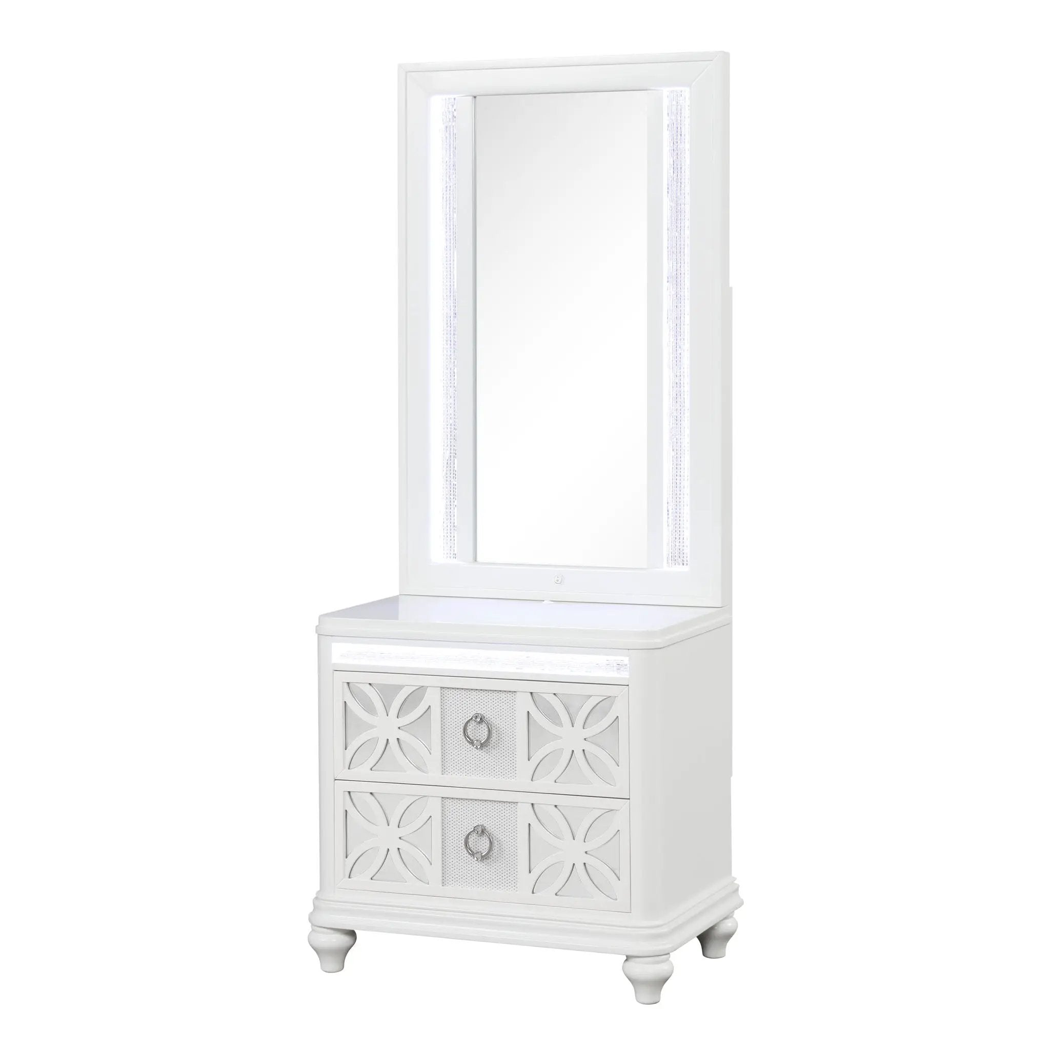 Abigale - Nightstand Top Mirror With LED Lighting (Only Mirror Top) - White by HouseOfZazla