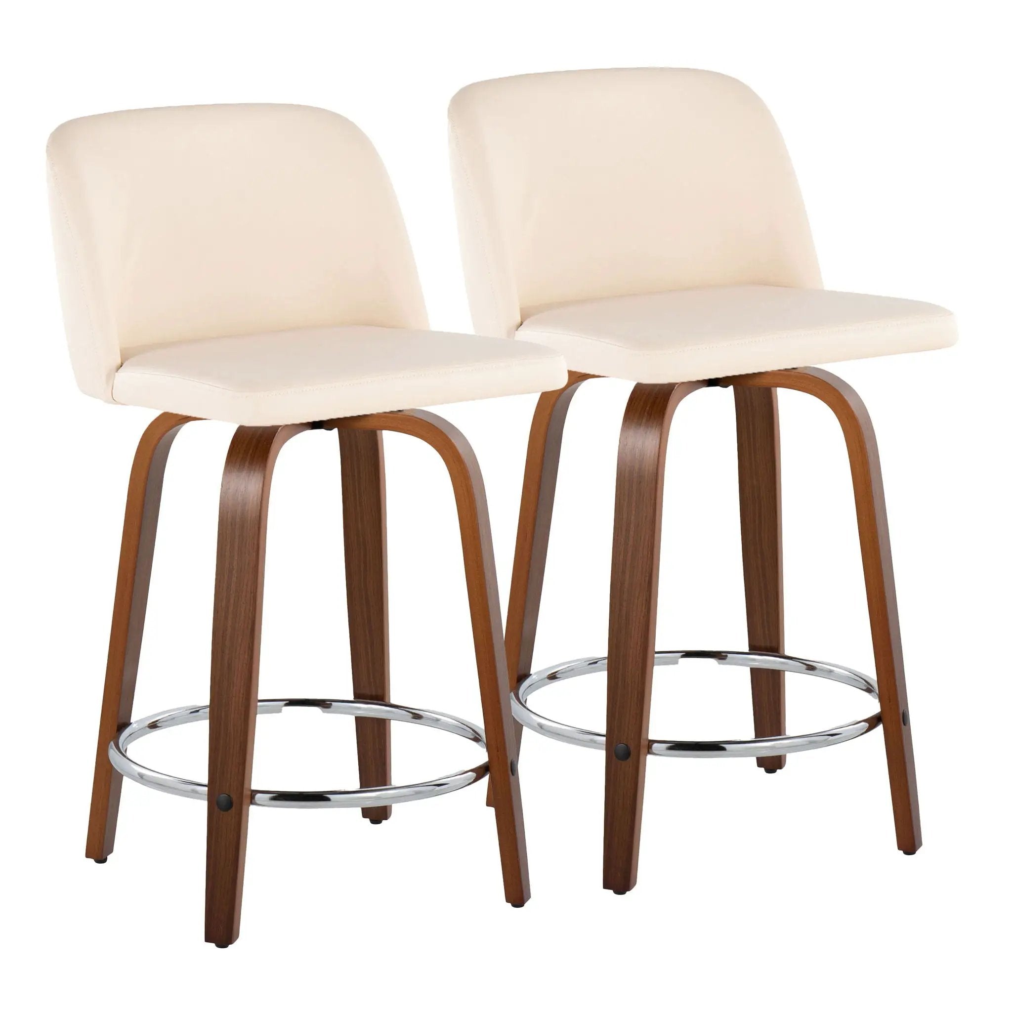 Toriano - Mid Century Modern Fixed Height Counter Stool With Swivel With Round Footrest (Set of 2) by HouseOfZazla