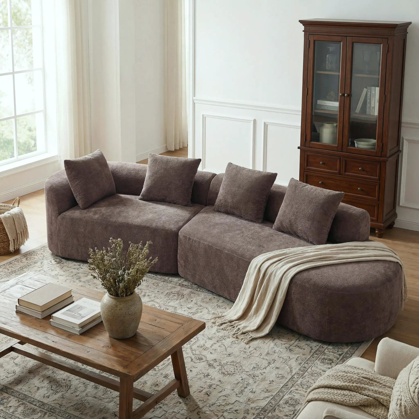 116" Modern Curved Sectional Sofa with High-Density Fully Compressed Sponge by HouseOfZazla
