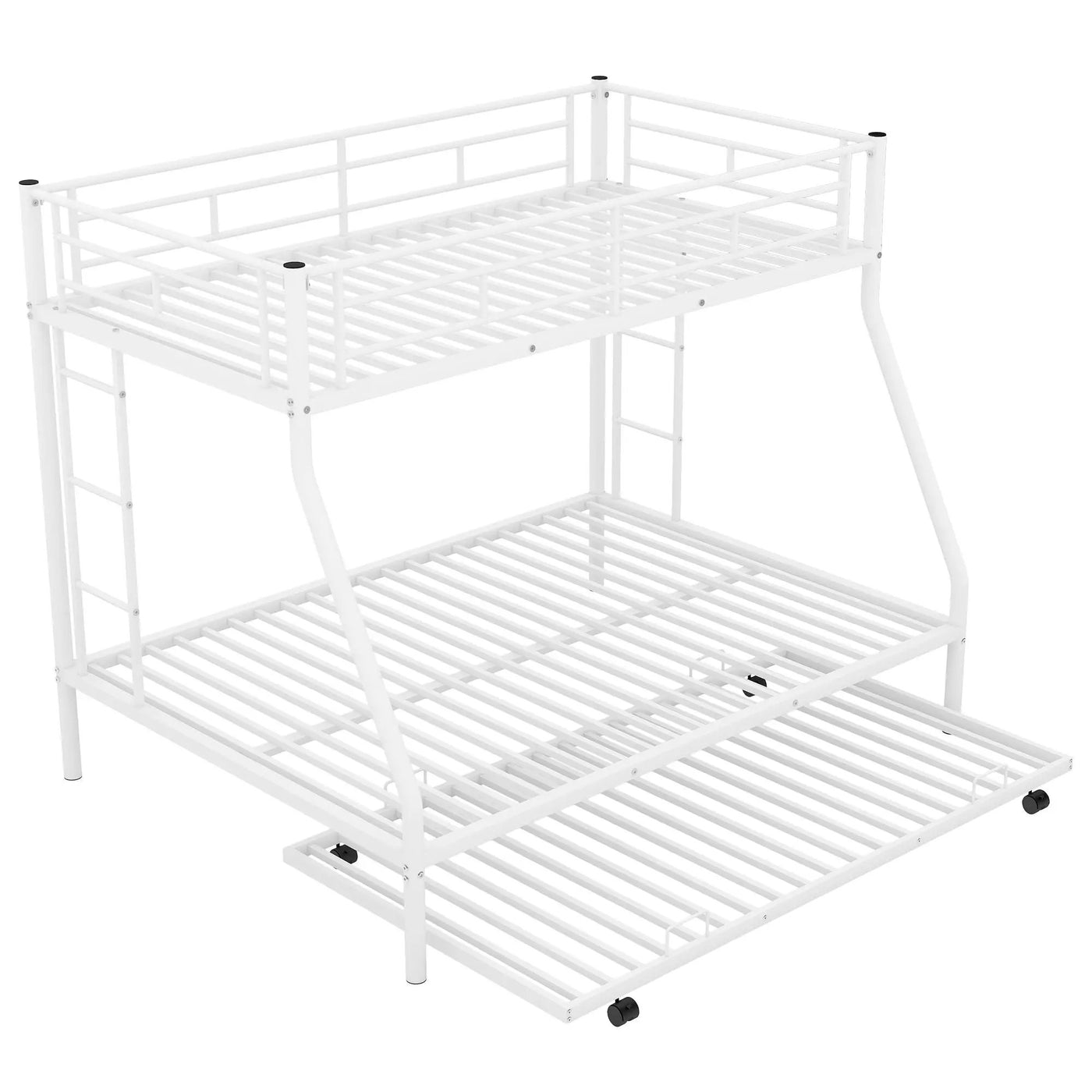 Bunk Bed With Steel Frame And Trundle, 2 Side Ladders by Unique Piece Furniture
