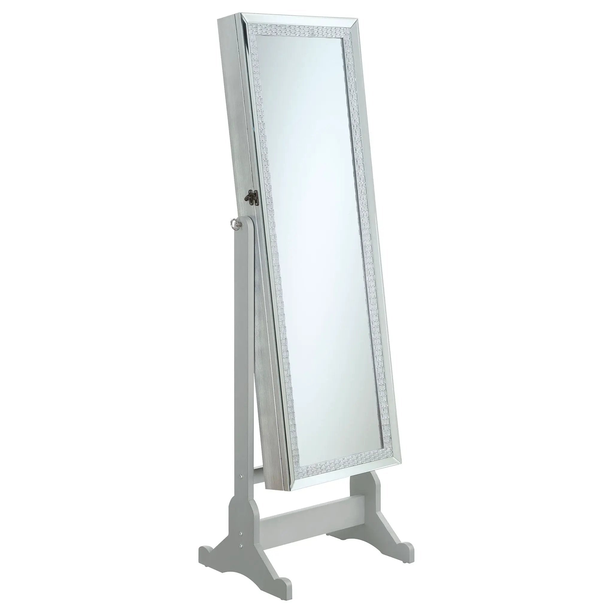 Elle Cheval Mirror with Jewelry Storage Silver by Unique Piece Furniture