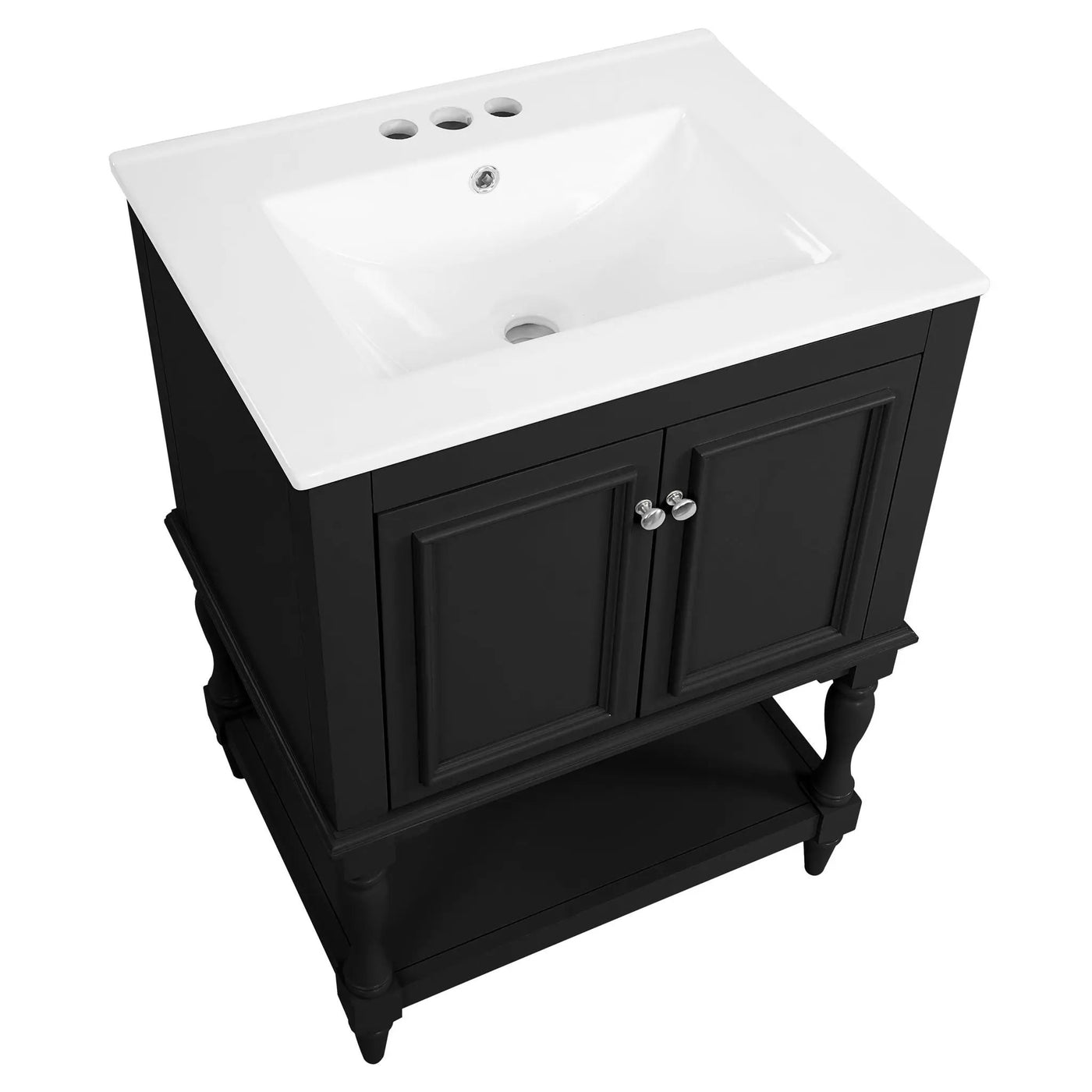 Modern Bathroom Vanity With Sink, Rectangular Cabinet With Open Shelf And Closed Storage by HouseOfZazla