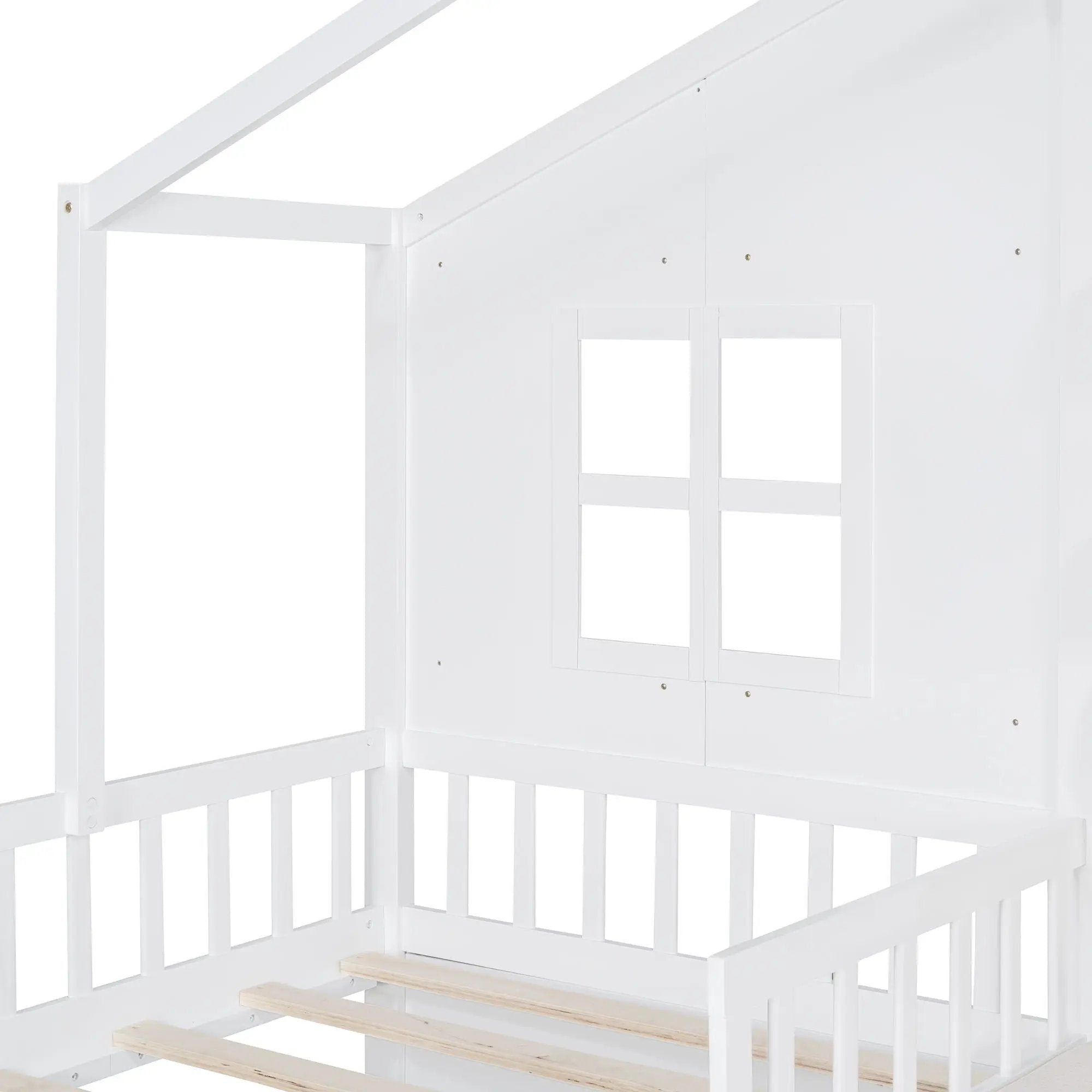 House Bed With Sofa, Kids Platform Bed With 2 Drawers And Storage Shelf by HouseOfZazla