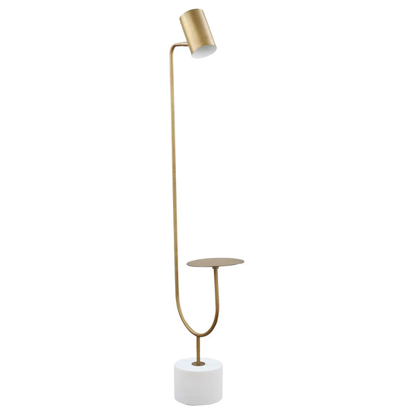 Corletta - Floor Lamp With Round Tray - Antique Brass