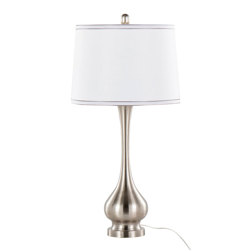 Cairo - Contemporary Table Lamp (Set of 2) - Nickel / White / Silver Trim by HouseOfZazla