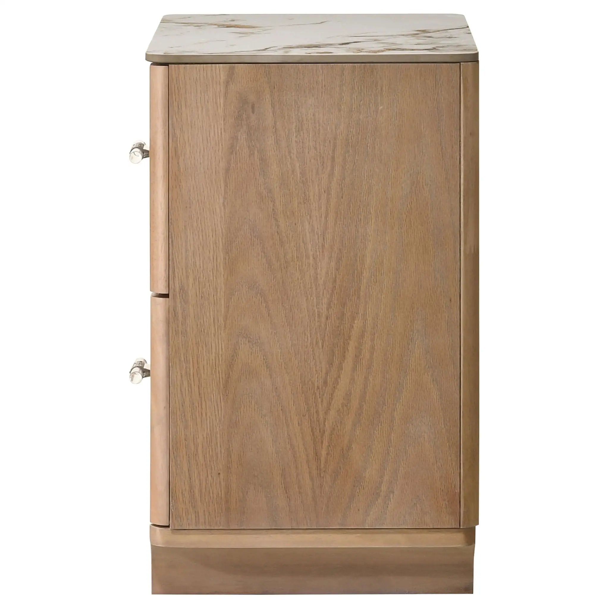 Leanne 2-drawer Sinter Stone Top Nightstand Light Oak by Unique Piece Furniture
