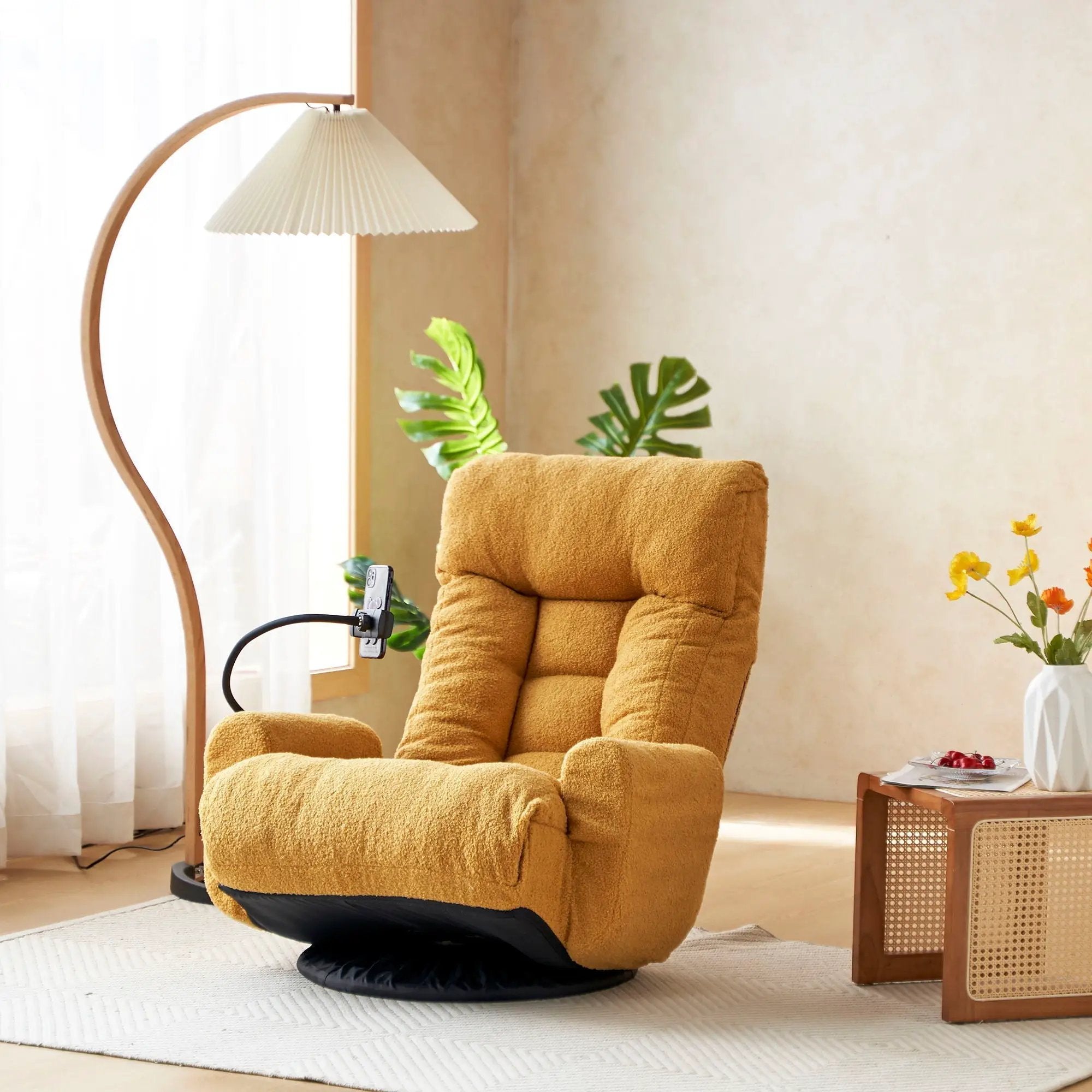 Adjustable Swivel Lounge Chair With 360 Degree Rotating Seat And Headrest Support by HouseOfZazla