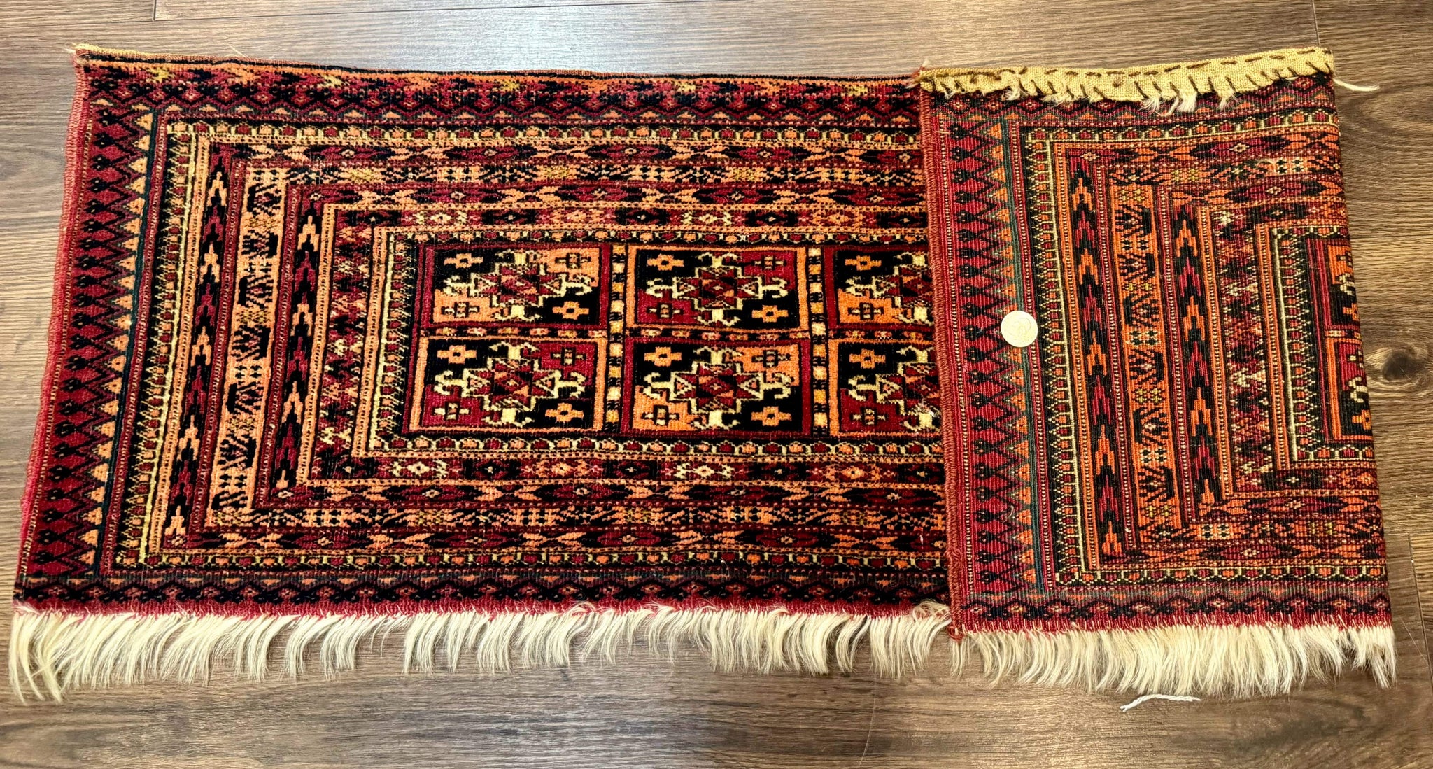 Antique Persian Turkoman Mafresh Rug 1x4, Wool, Tribal Collectible by Jewel Rugs