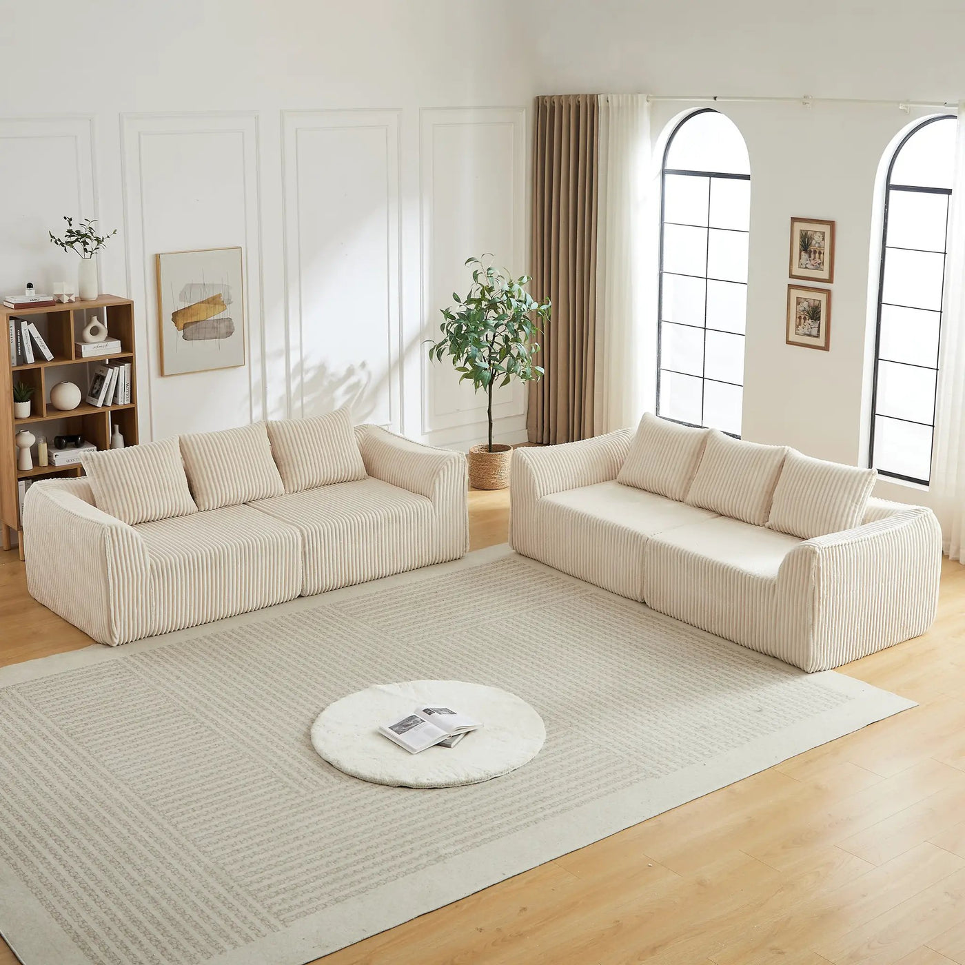 Minimalist 3+3 Seater Corduroy Sofa Set by HouseOfZazla