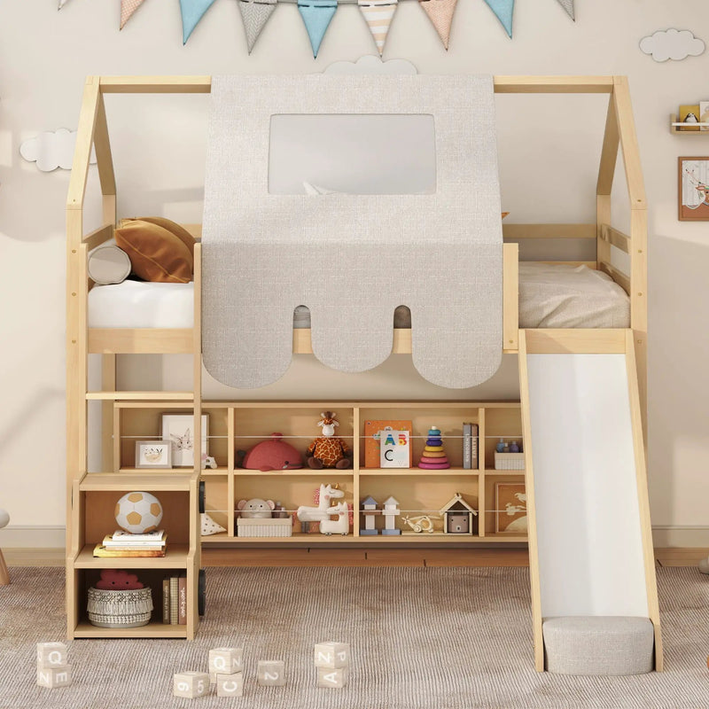 Loft Bed With House Shaped Frame And Tent by HouseOfZazla