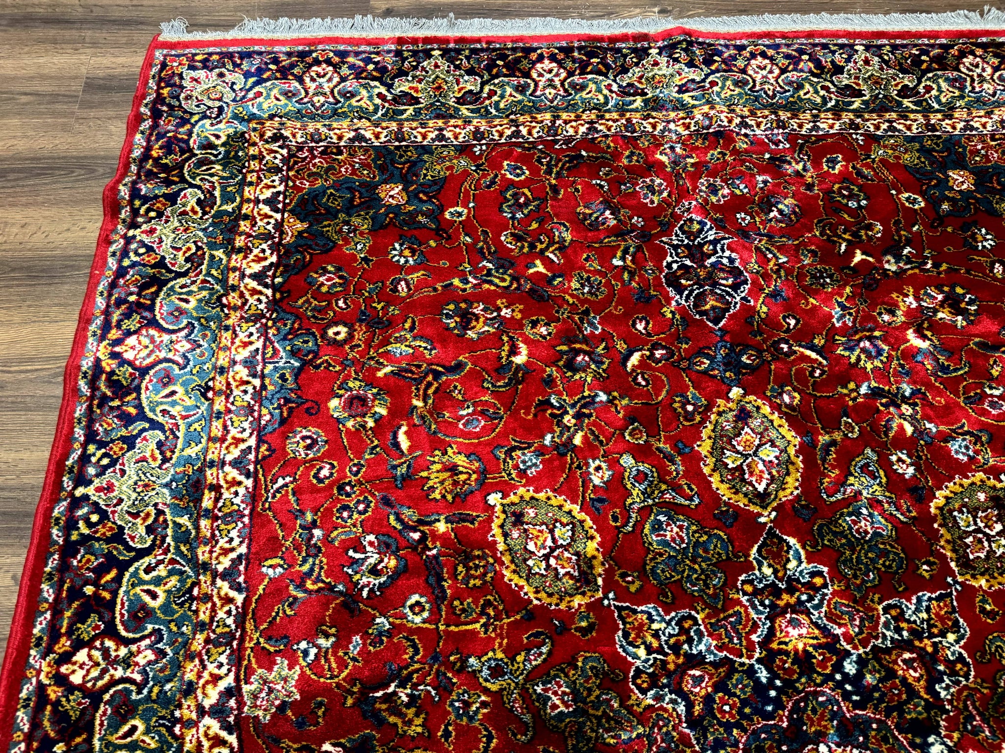 Red Persian Rug 6x9, Medallion Carpet, Ardebil Design, Vintage Belgium Power Loomed Carpet by Jewel Rugs