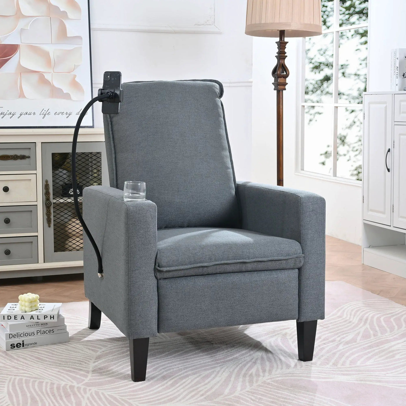 Recliner Chairs For Adults, Adjustable Recliner Sofa With Mobile Phone Holder & Cup Holder, Modern Reclining Chairs Fabric Push Back Recliner Chairs For Living Room, Bedroom by HouseOfZazla
