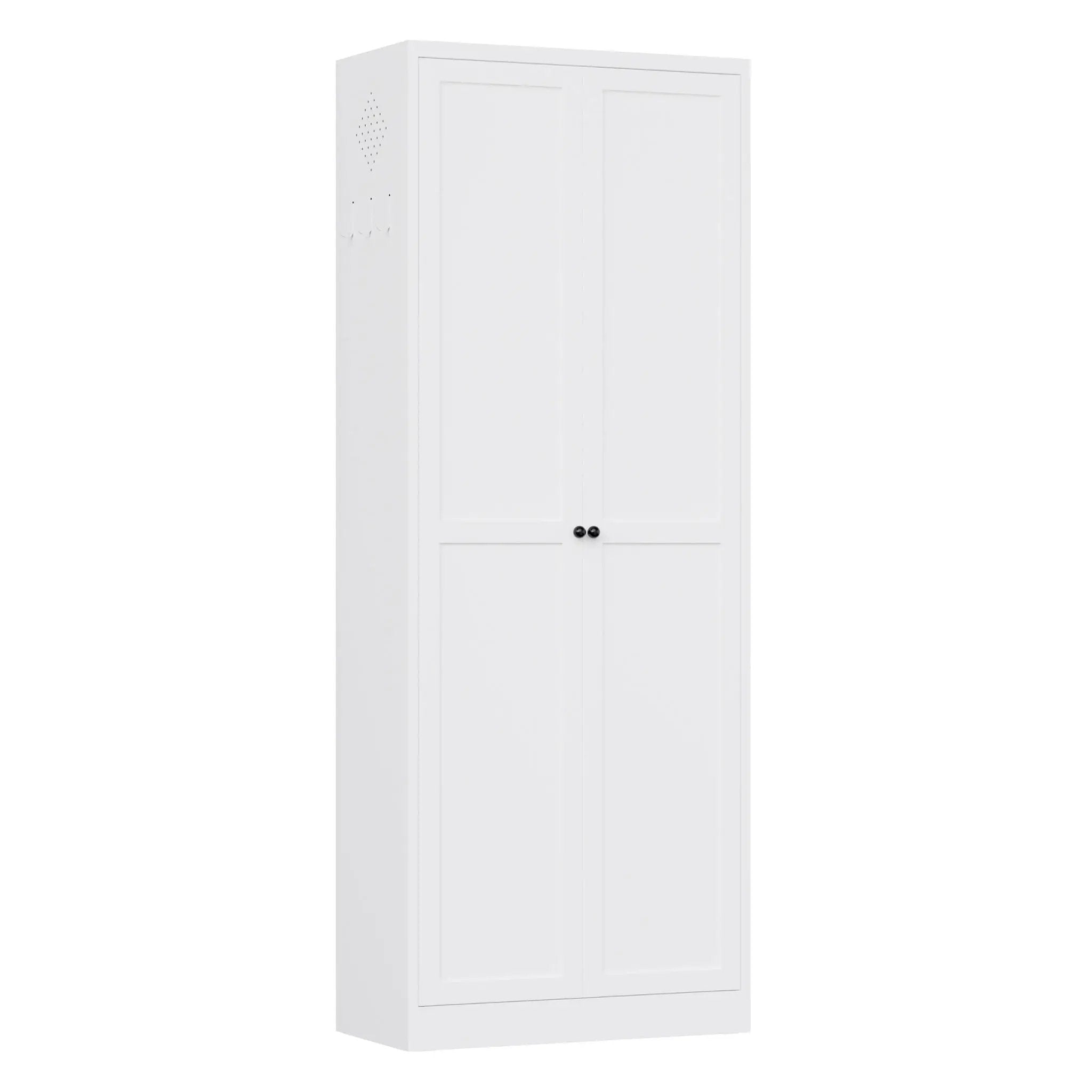 Kitchen Pantry Cabinet With Doors, Heavy-Duty Freestanding Storage Organizer With 5 Adjustable Shelves, Tool Free Assembly - White by Unique Piece Furniture