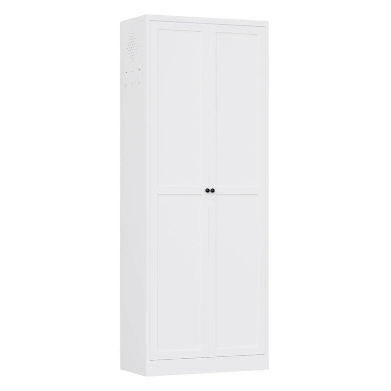 Kitchen Pantry Cabinet With Doors, Heavy-Duty Freestanding Storage Organizer With 5 Adjustable Shelves, Tool Free Assembly - White by Unique Piece Furniture